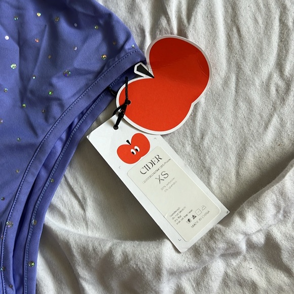 Cider Purple Sparkle Cowl Neck Bodysuut XS NWT - Picture 5 of 7